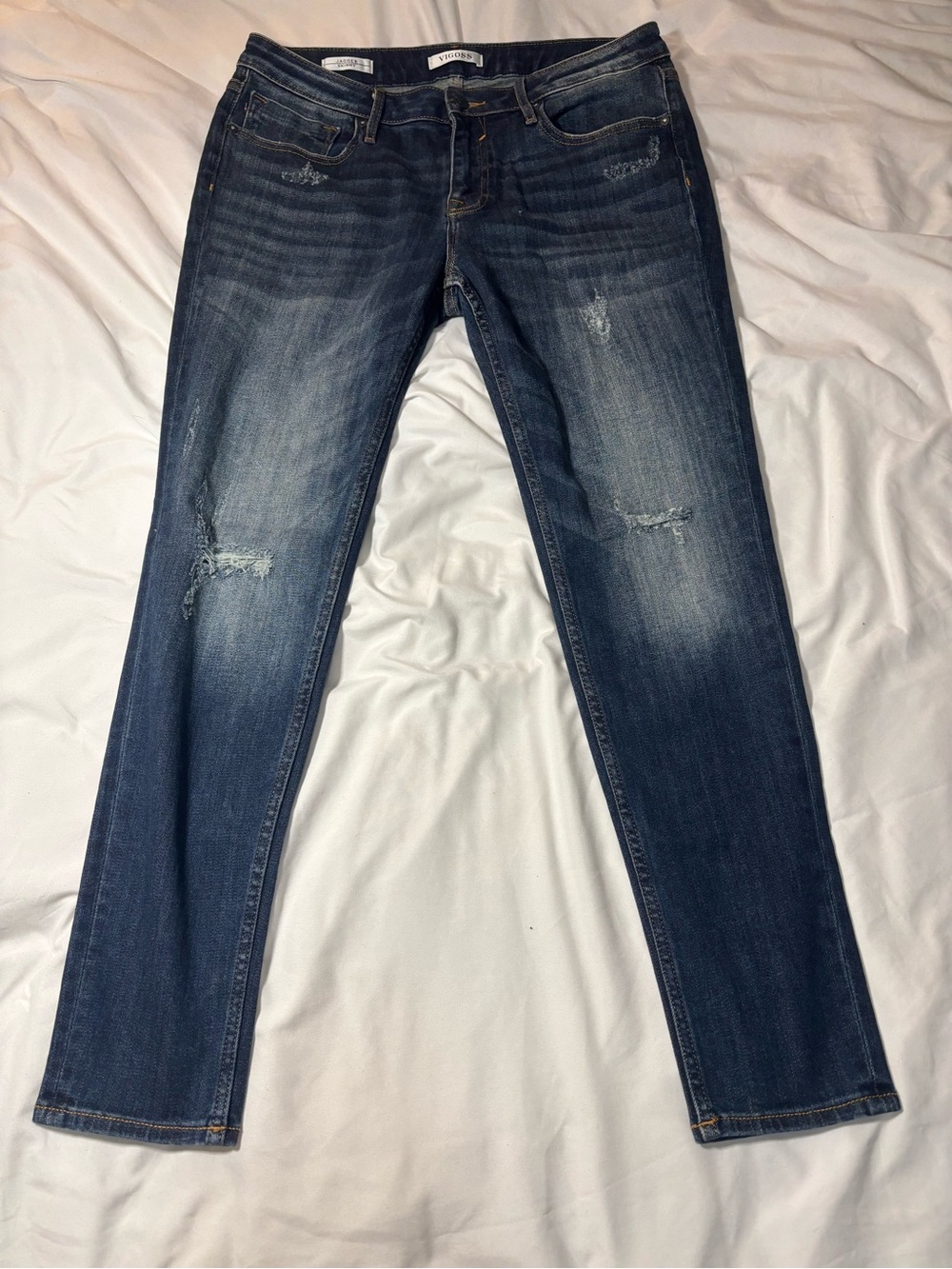 Vigoss Dark Blue Skinny Jeans with Light Distress